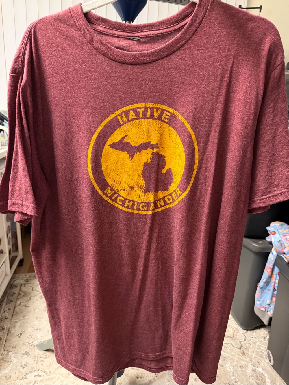 New Unisex Native Michigander Maroon Graphic T-Shirt size XL